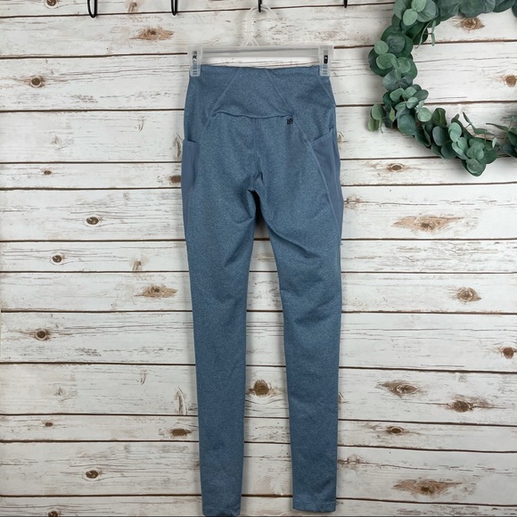 GYMSHARK Heather Blue Leggings with Side Mesh Insets size S - Picture 2 of 9